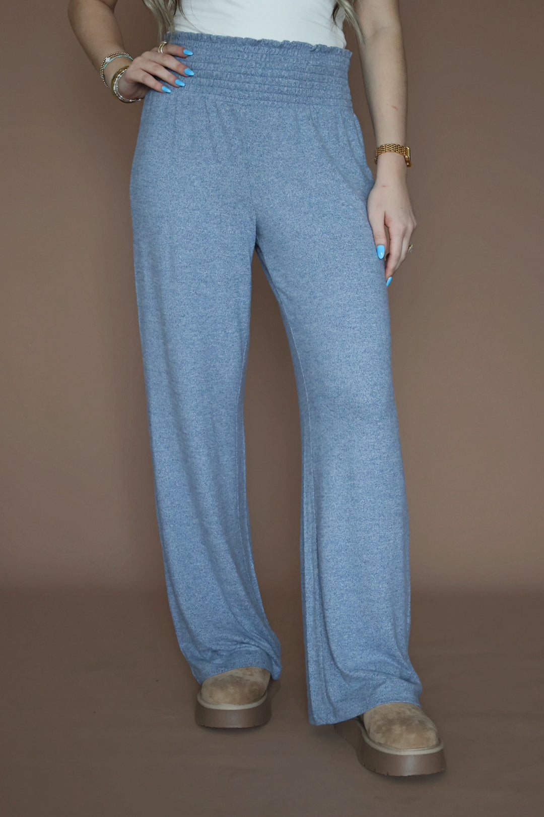 Dawn Smocked Pant- Blue Velvet