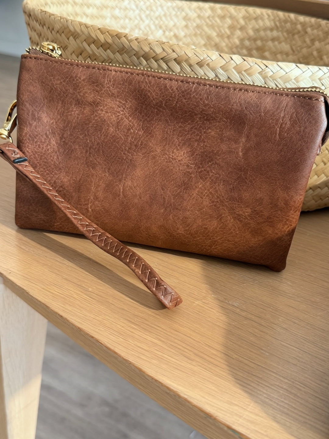 Riley Wristlet Crossbody-  Chestnut