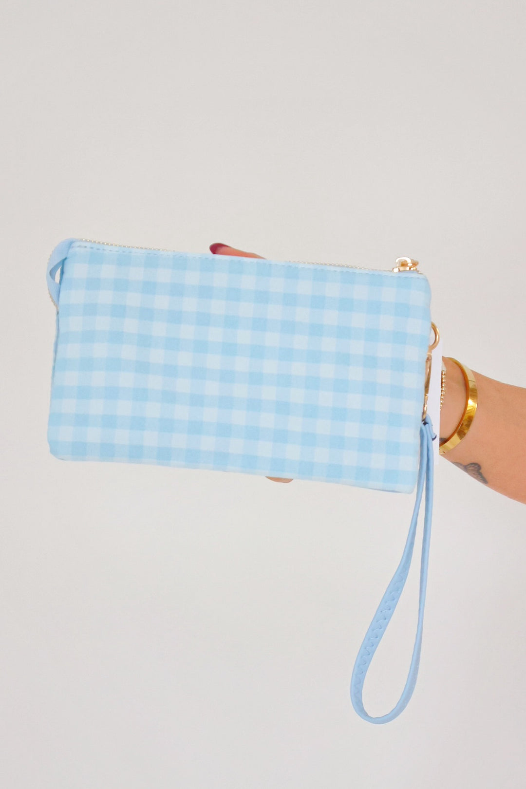 Riley Gingham Wristlet Crossbody