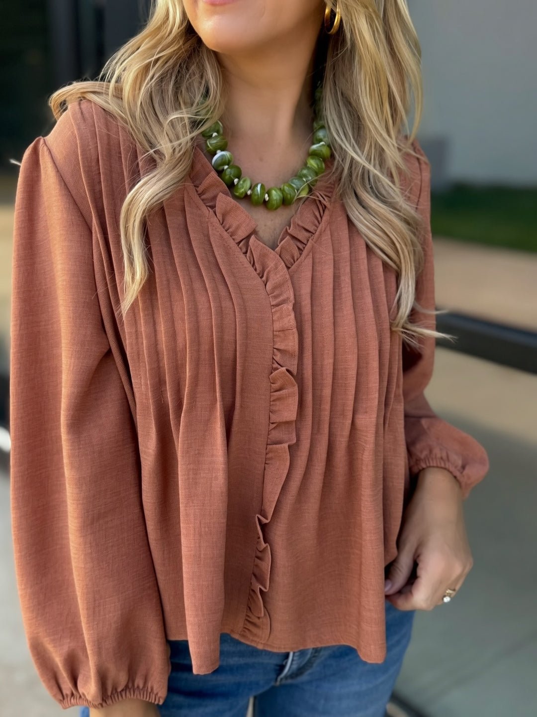 Lillian Ruffle Top - Terracotta