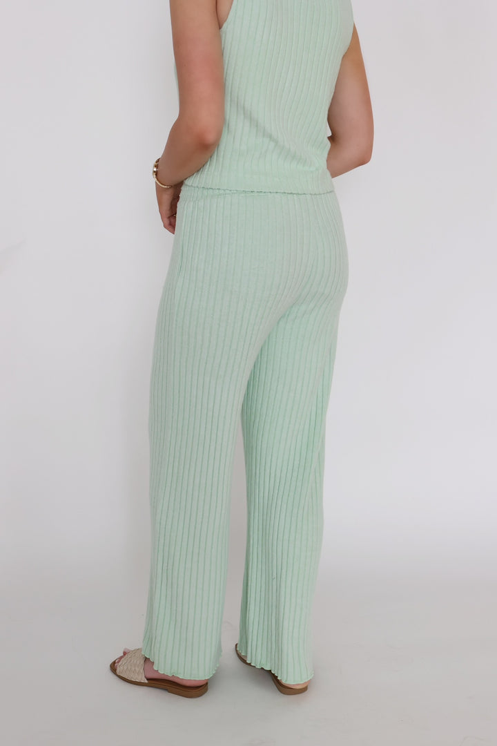 Dawn Smocked Rib Pant- Pistachio