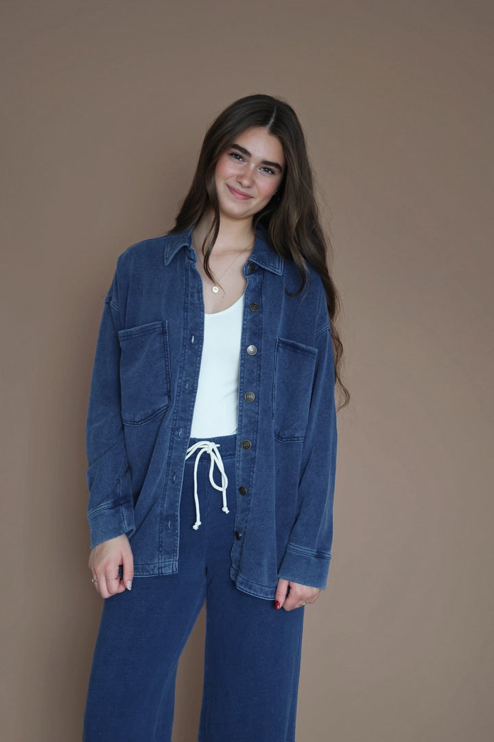 All Day Knit Jacket- Indigo