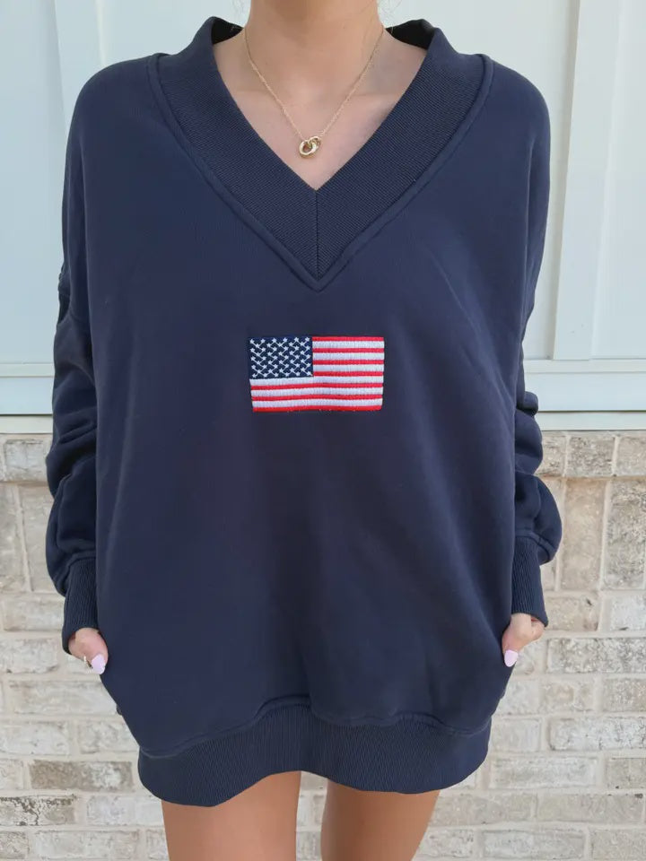 Old Glory V-Neck Sweatshirt