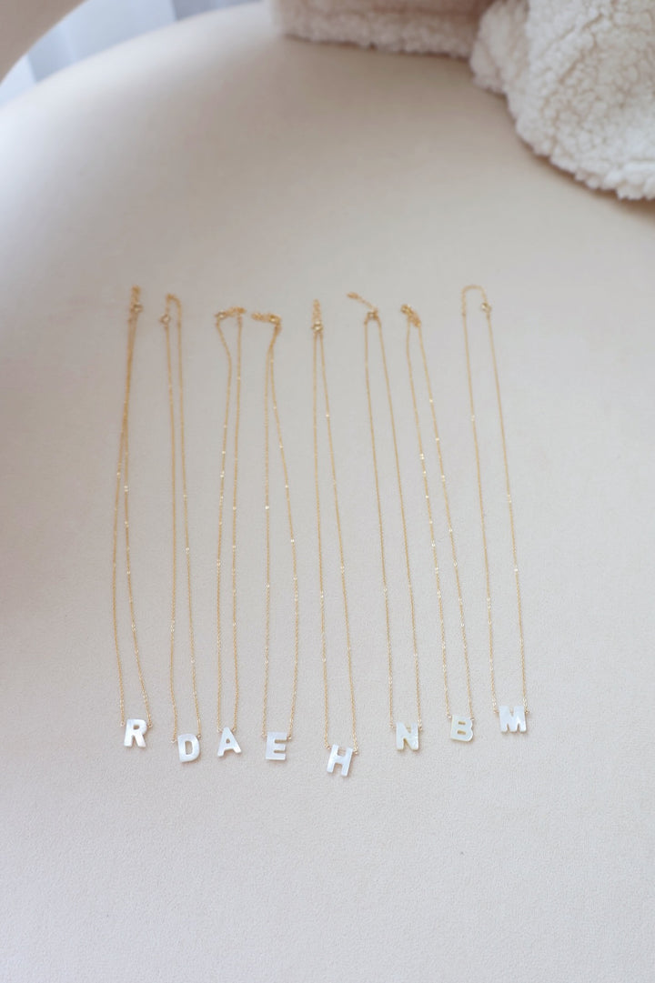 Mother Of Pearl Initial Necklace