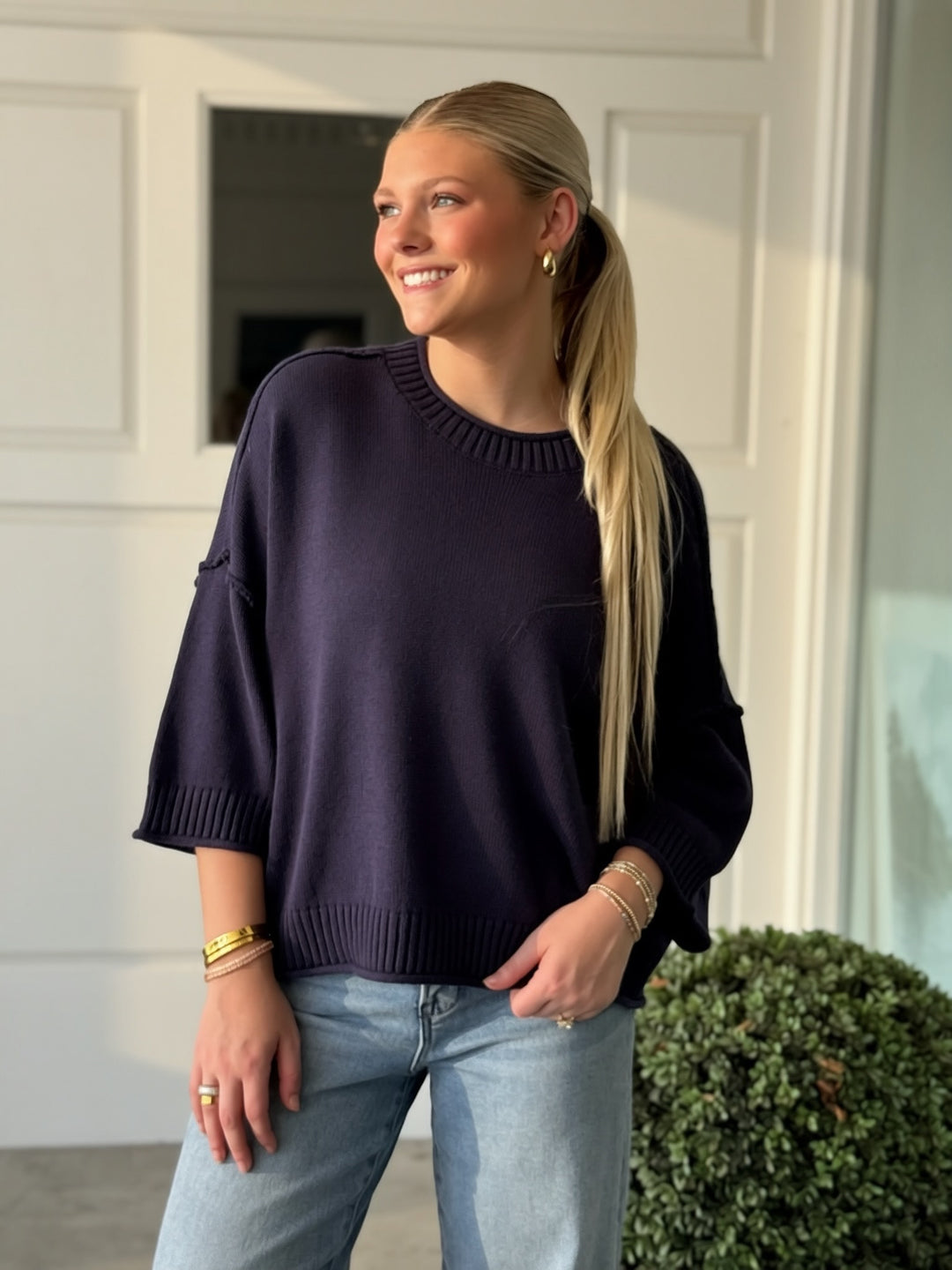Gemma Knit Pullover - Navy
