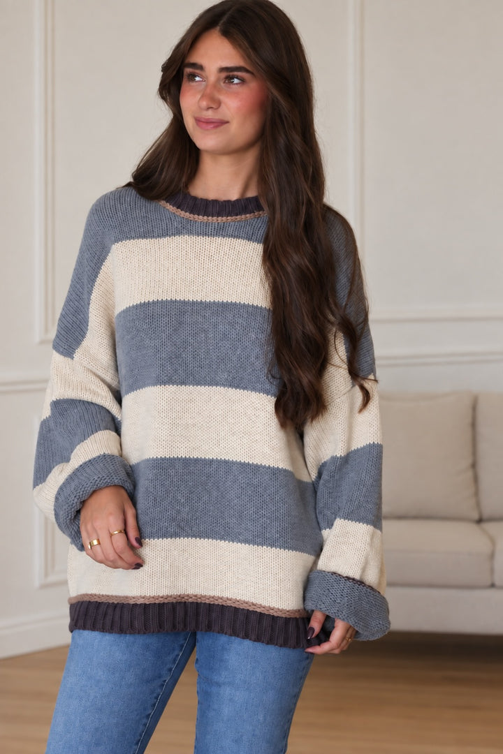 Road Map Sweater- Grey