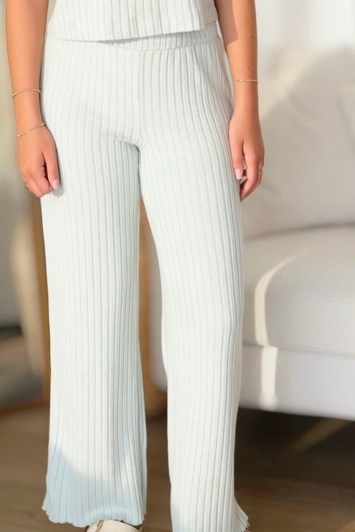 Dawn Smocked Rib Pant- Aqua Cloud