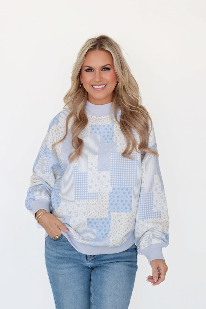 Patchwork Mock Neck