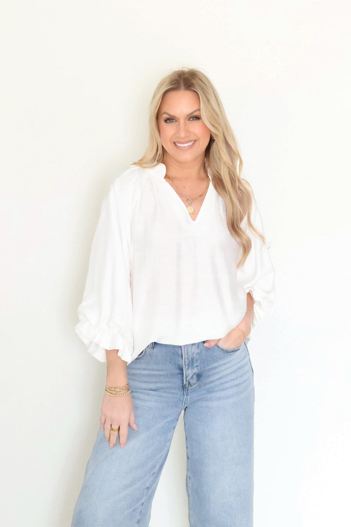 Allie Scallop Top- White