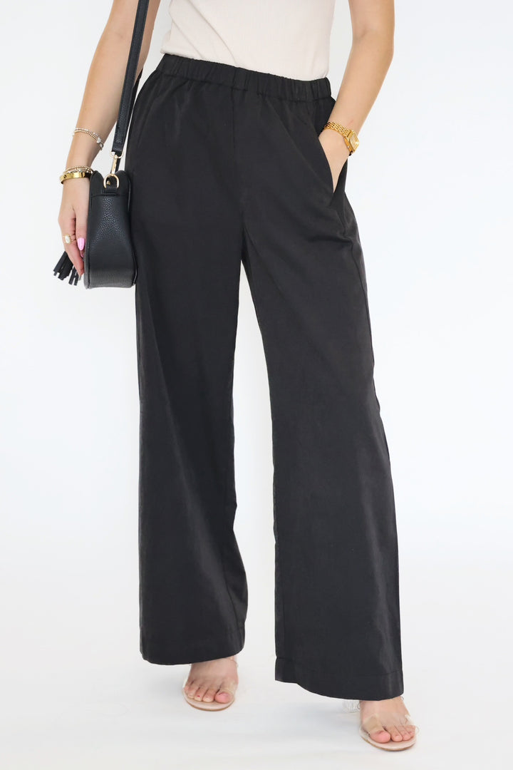 Paris Wide Leg Pant- Black-(FINAL SALE)