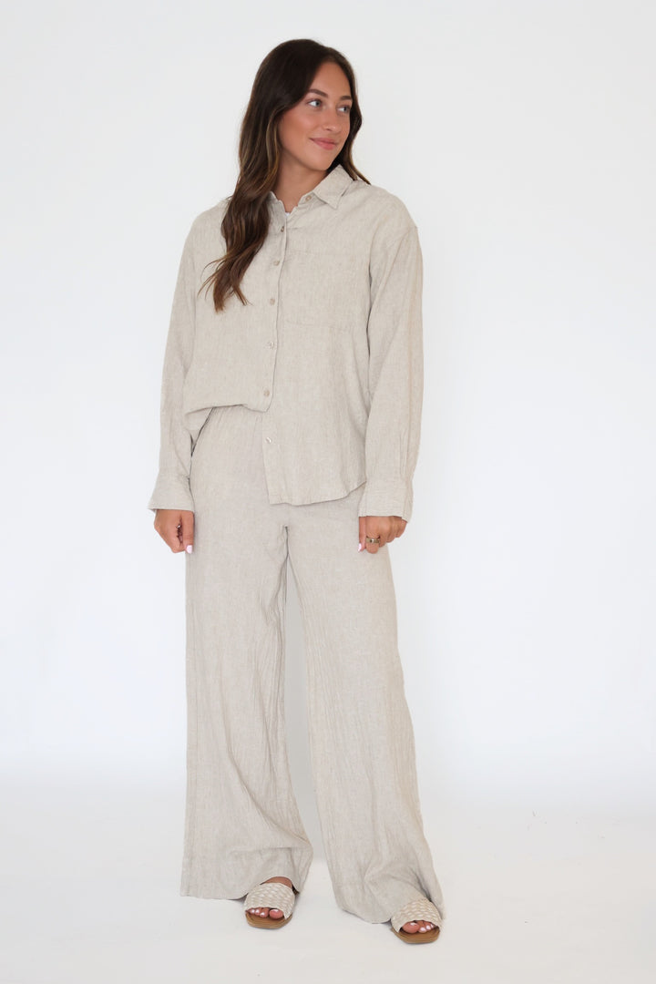 Henri Linen Pant - Flax (Final sale)