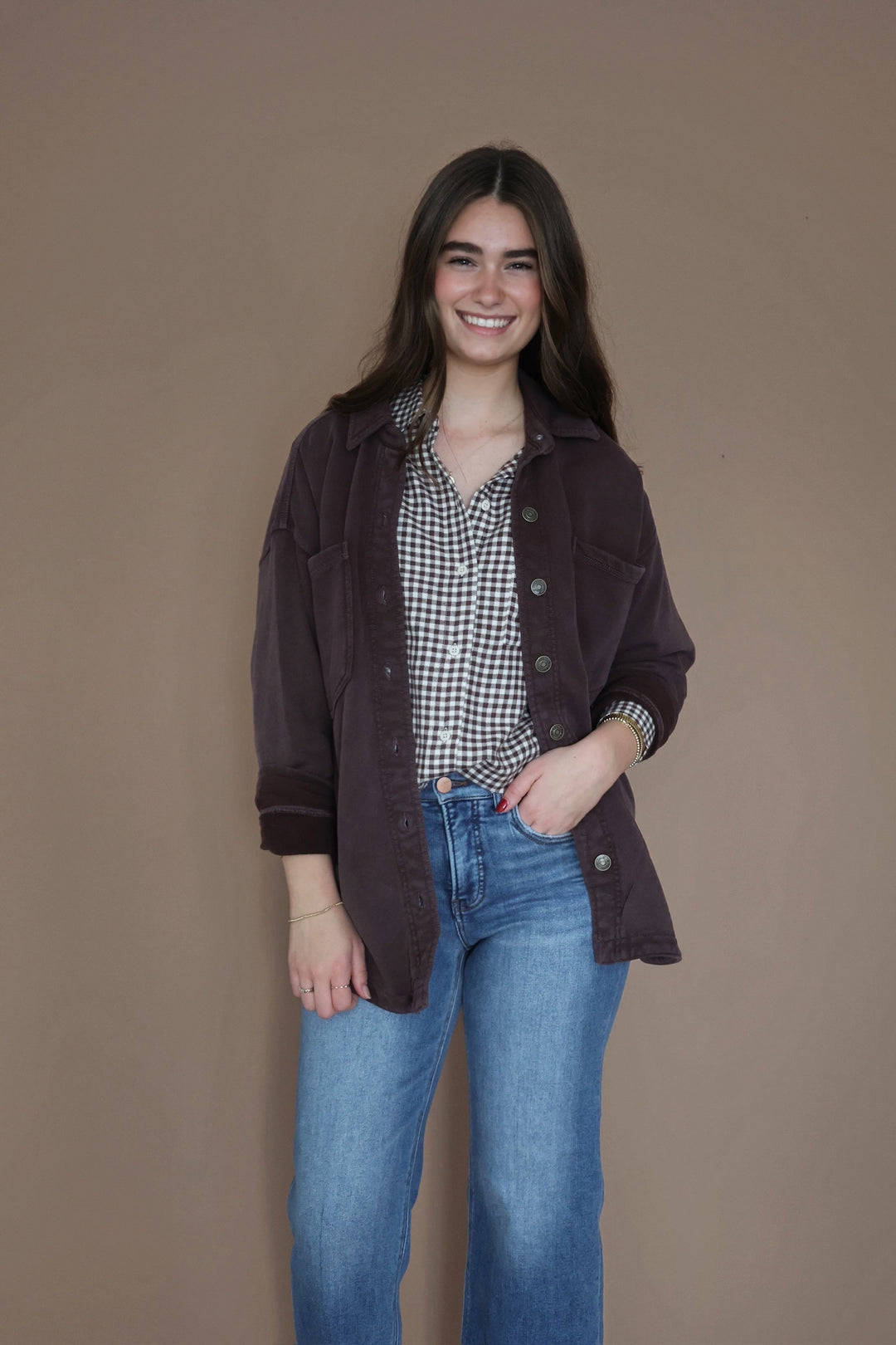 River Plaid Button Up- Chocolate Cherry (FINAL SALE)