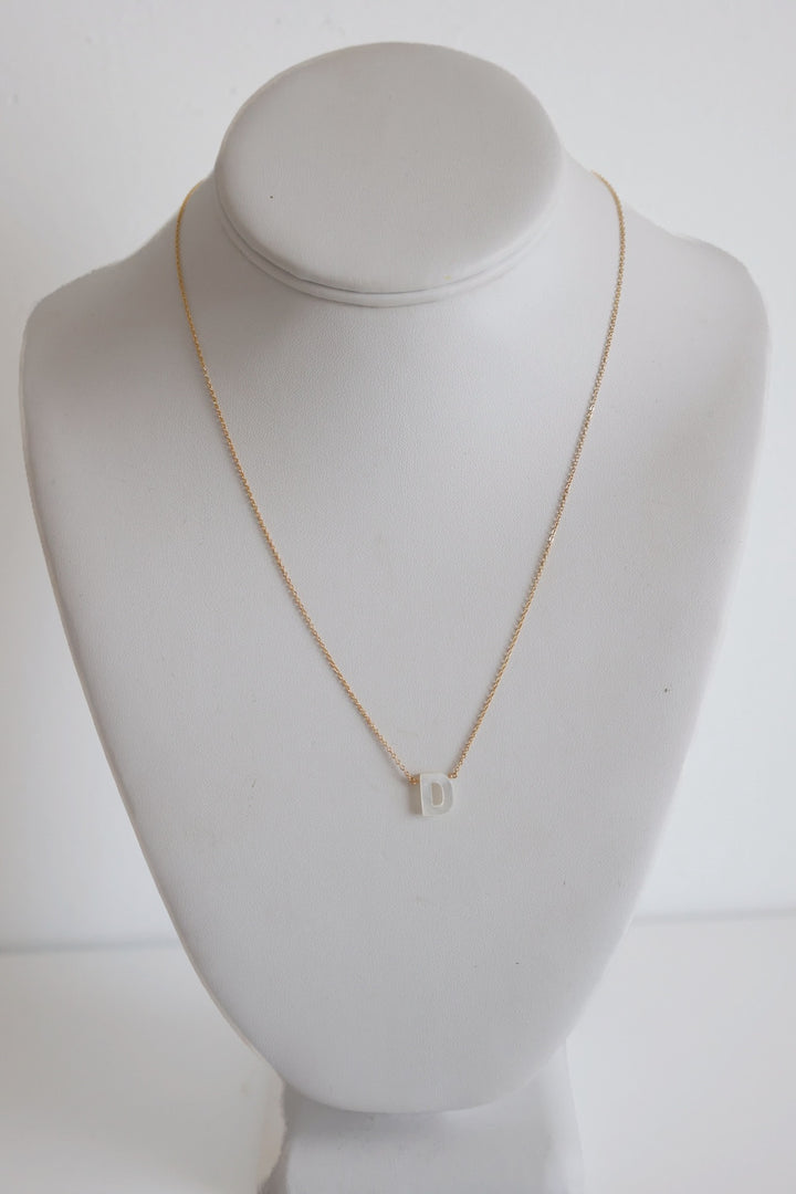 Mother Of Pearl Initial Necklace