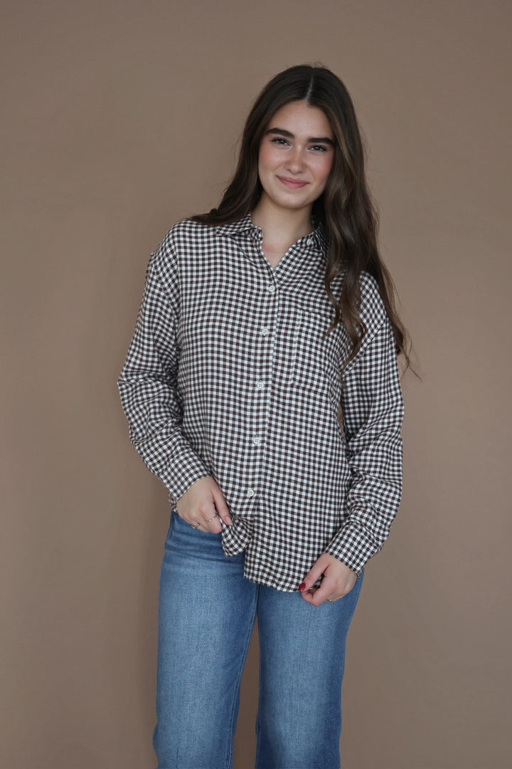 River Plaid Button Up- Chocolate Cherry (FINAL SALE)