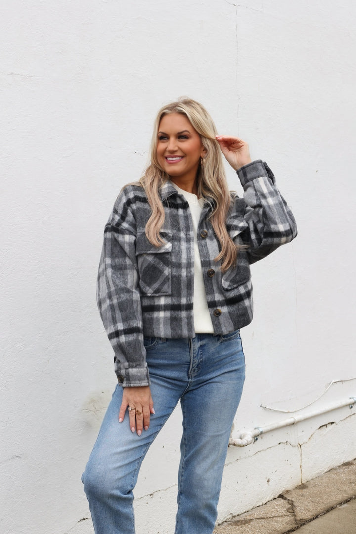 Bluff Plaid Jacket- Charcoal-(FINAL SALE)