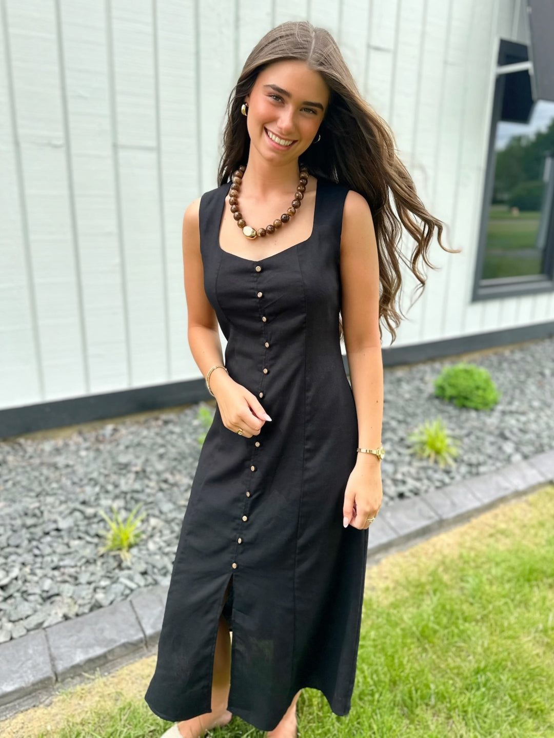 Leighton Button Midi Dress