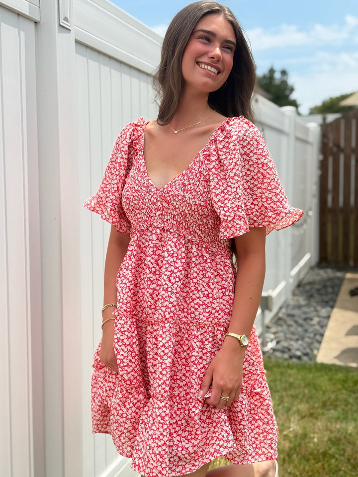 Emma Dress- Red Floral