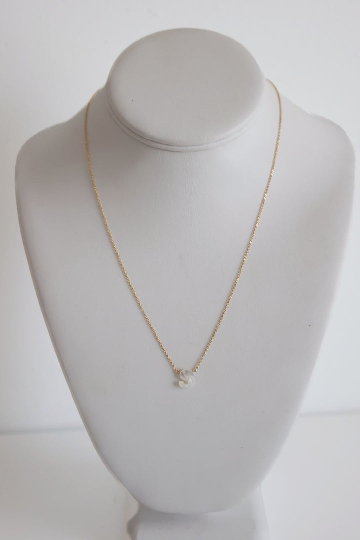 Mother Of Pearl Initial Necklace