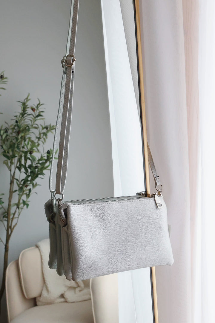 Riley Wristlet Crossbody - Bright Silver_(FINAL SALE)