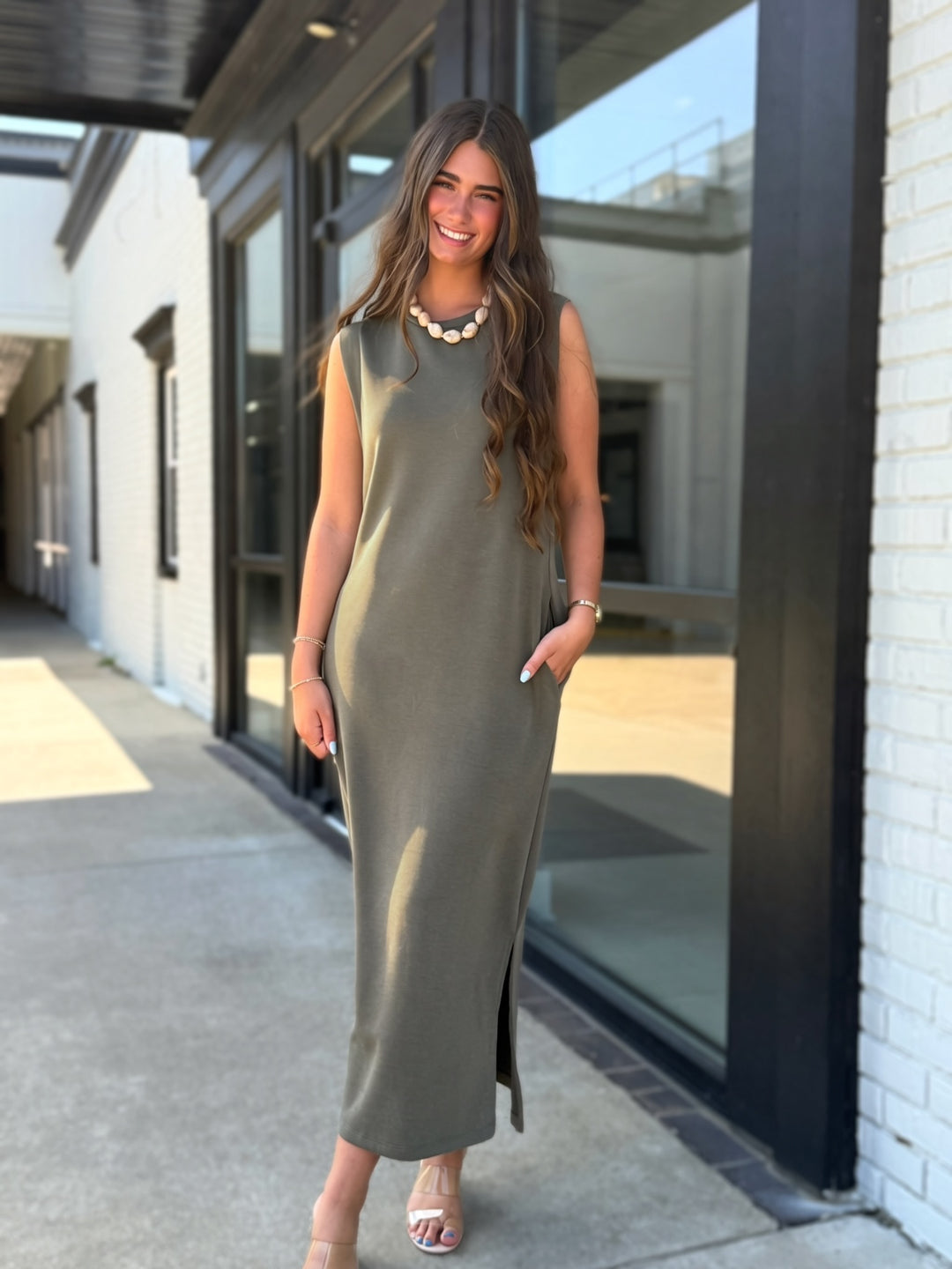 Maggie Midi Dress- Olive