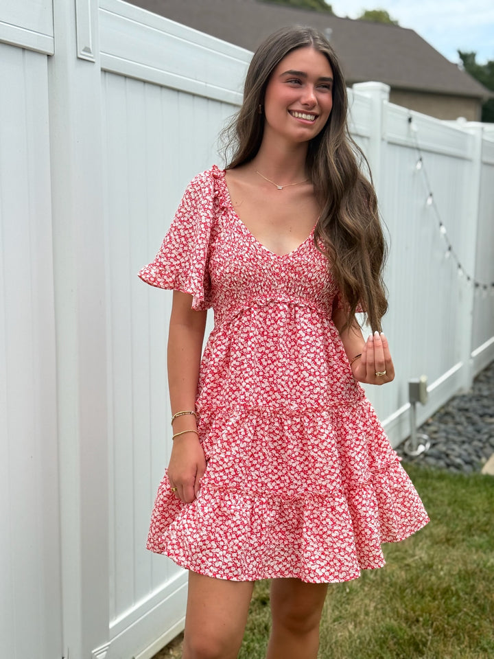 Emma Dress- Red Floral