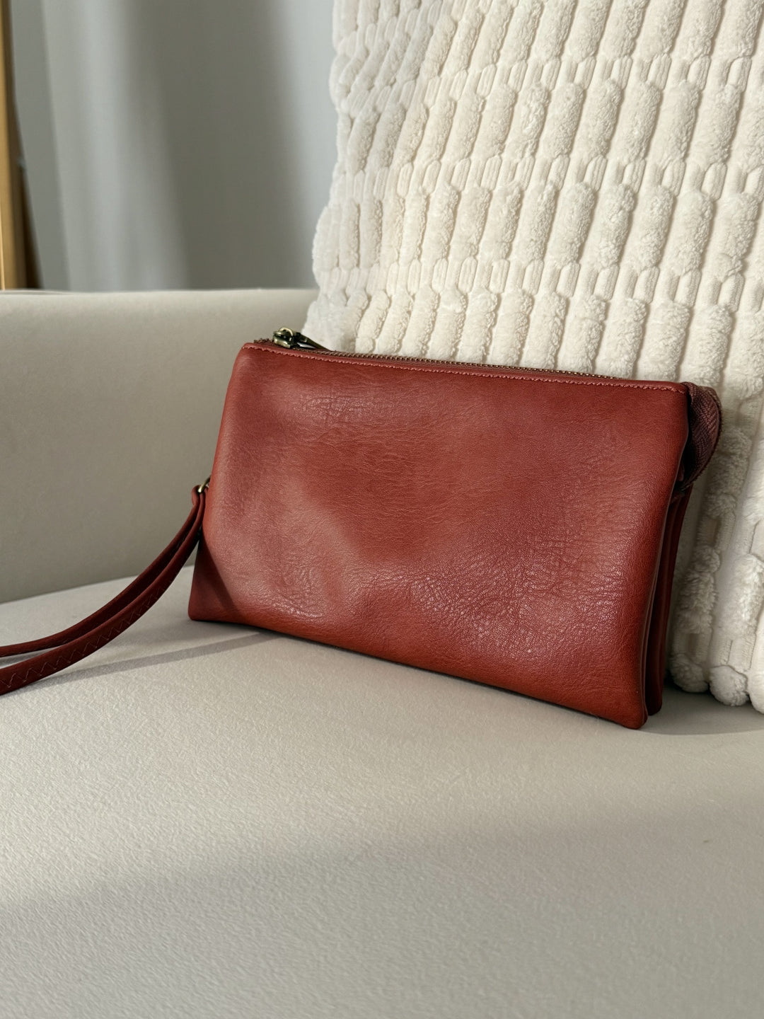 Riley Wristlet Crossbody-  Rust