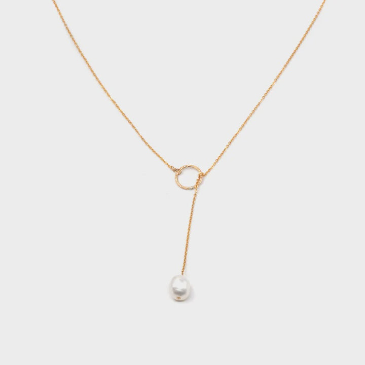 Pearl Pull-thru Necklace- Gold Filled