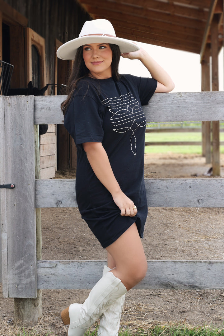 Out West T-Shirt Dress - Black (FINIAL SALE)