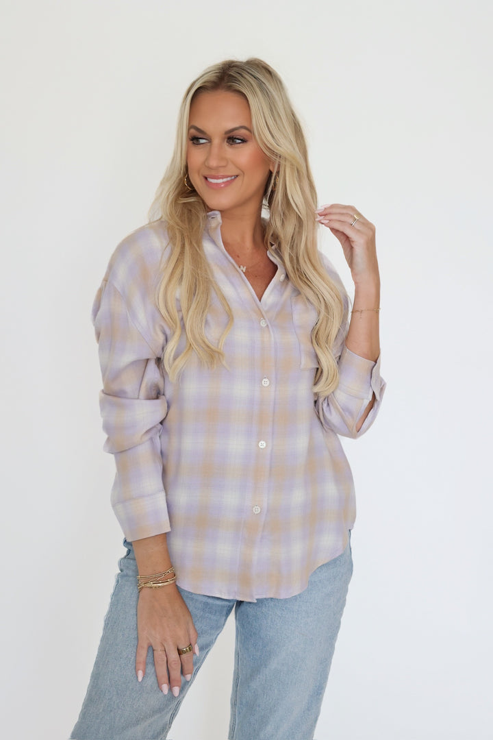 River Plaid Button Up - Lavender Ice (FINAL SALE)