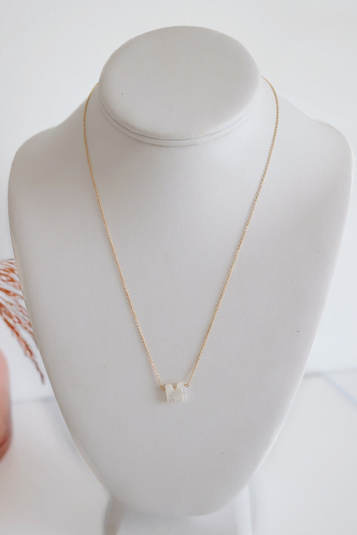 Mother Of Pearl Initial Necklace