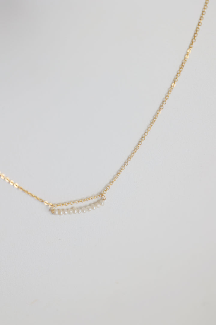 Pearl Bar Necklace- Gold Filled