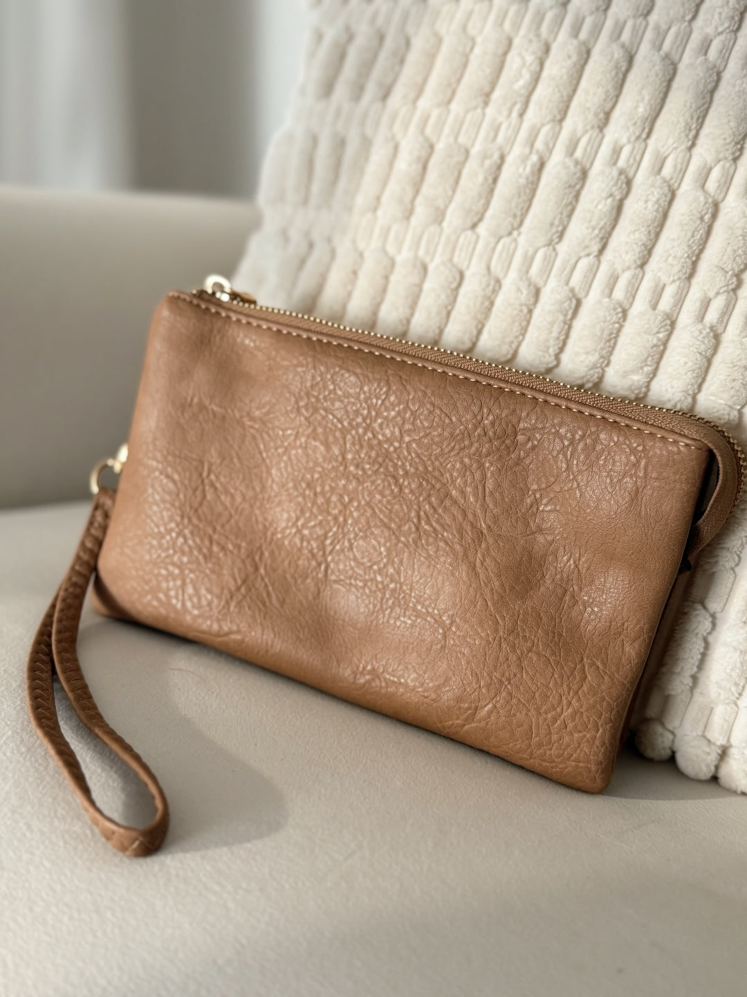 Riley Wristlet Crossbody-  Latte