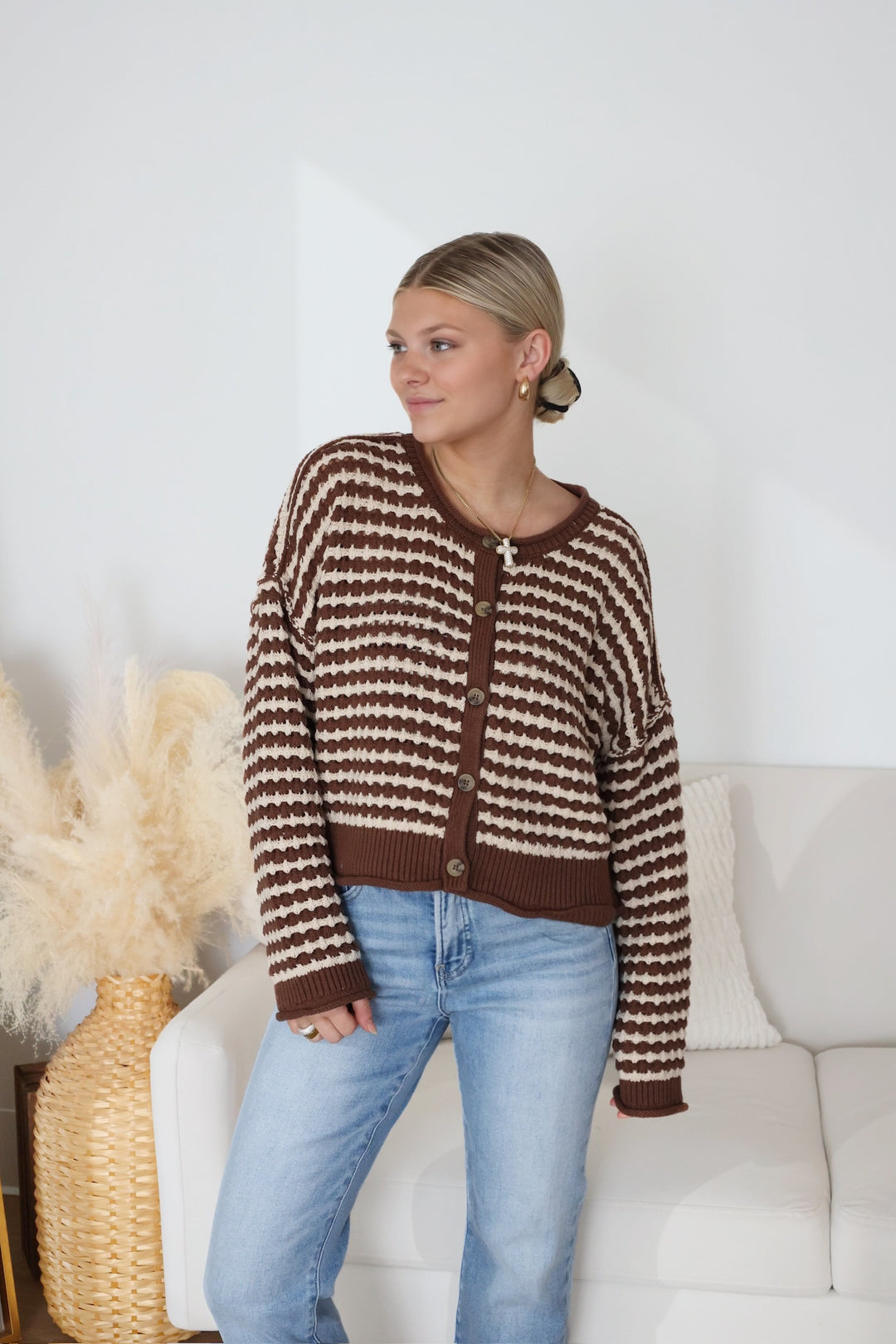 L/S Vienna Cardigan- Brown