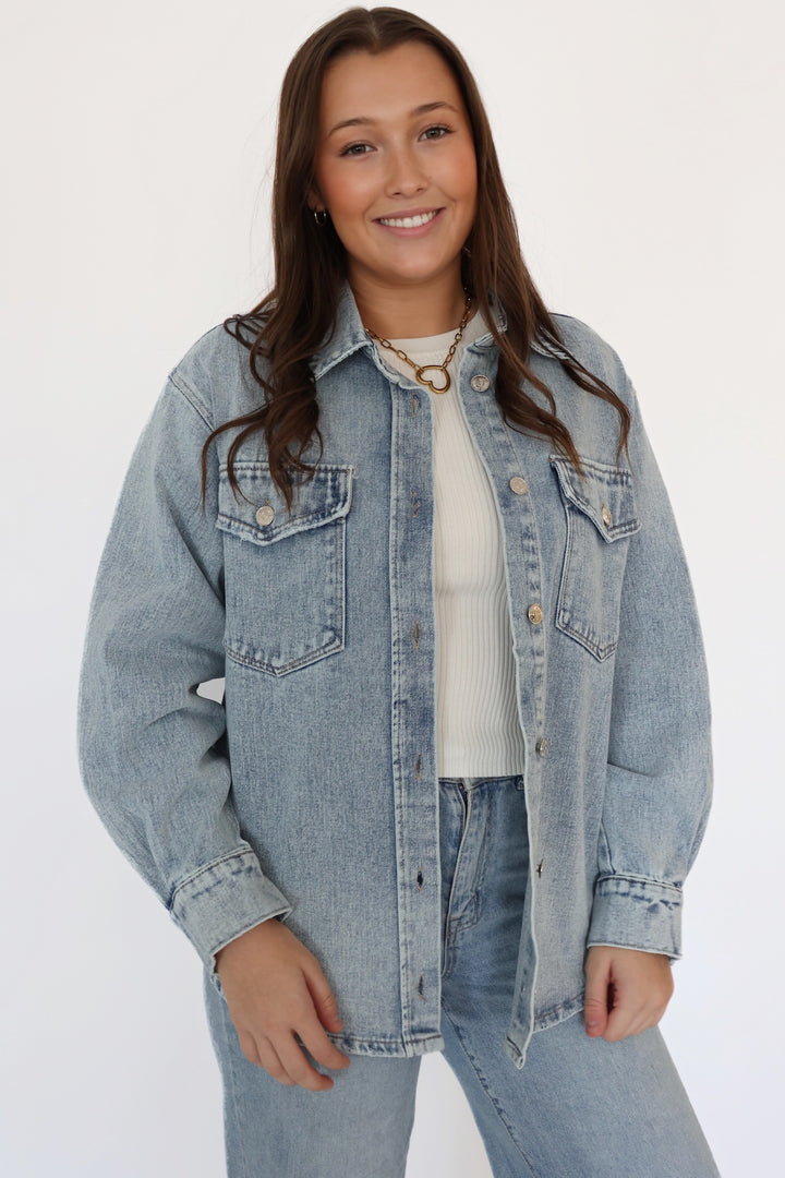 Ryle Denim Shacket-(FINAL SALE)