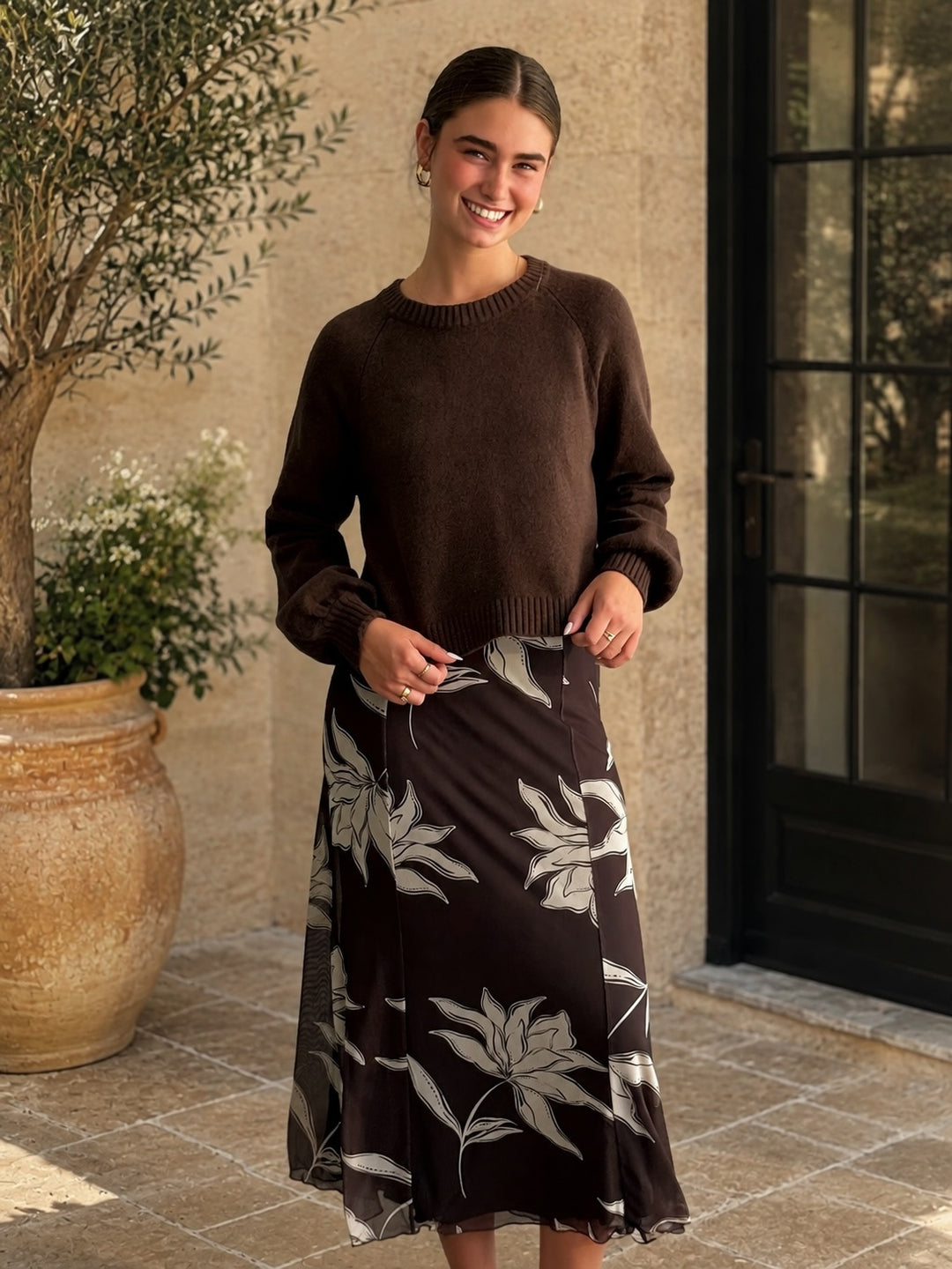 Charisma Floral Dress- Chocolate