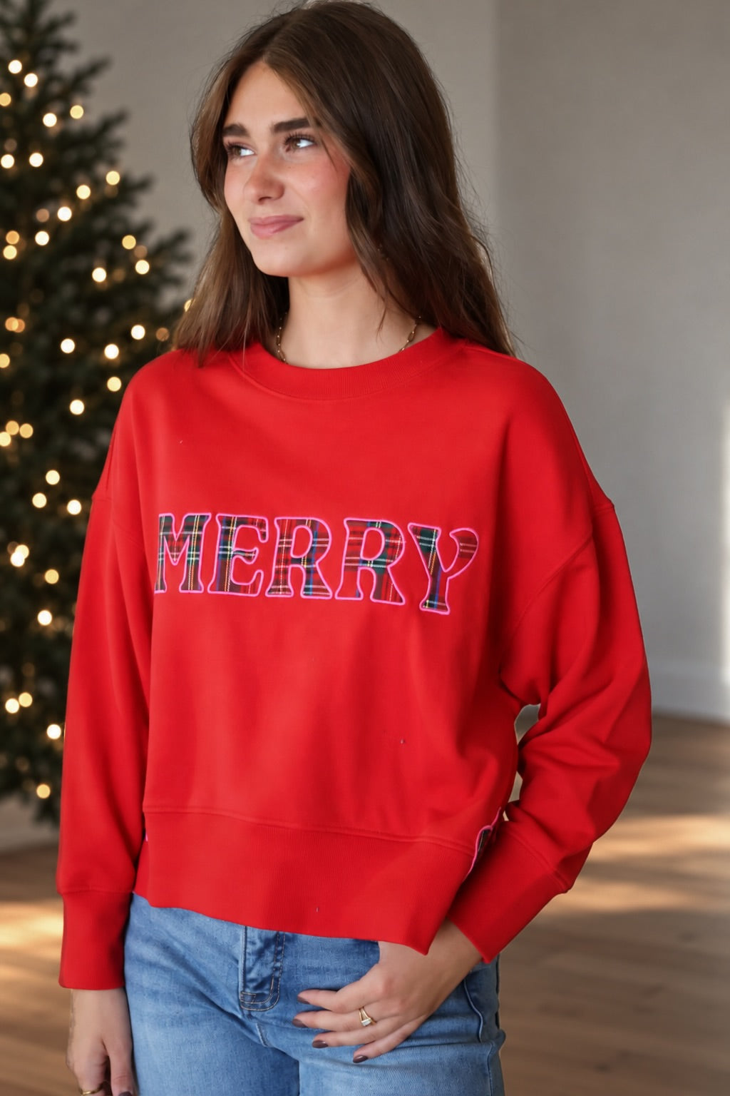 Plaid Merry Sweatshirt