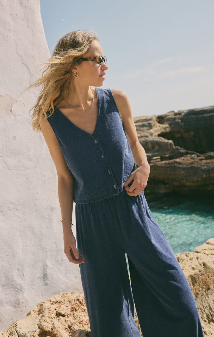 Solace Jersey Denim Top- Indigo