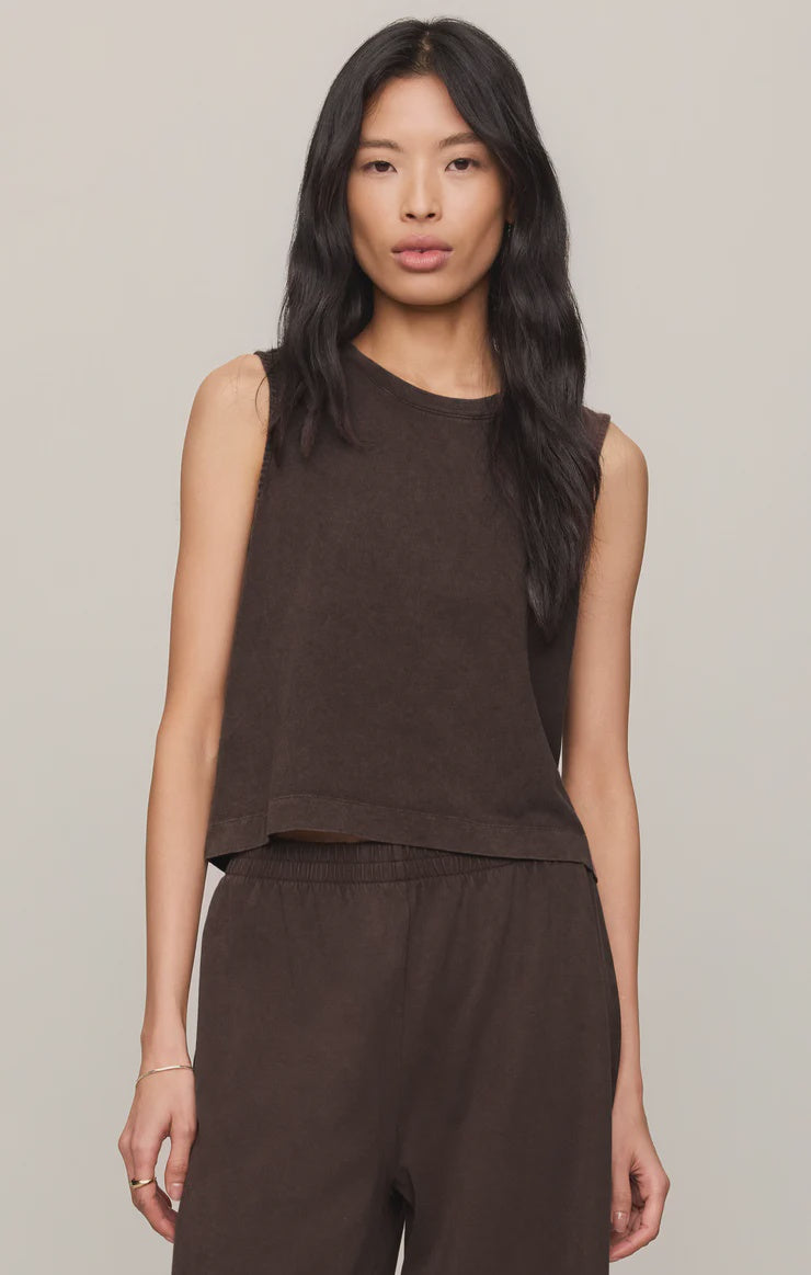 Sloane Jersey Tank- Dark Chocolate