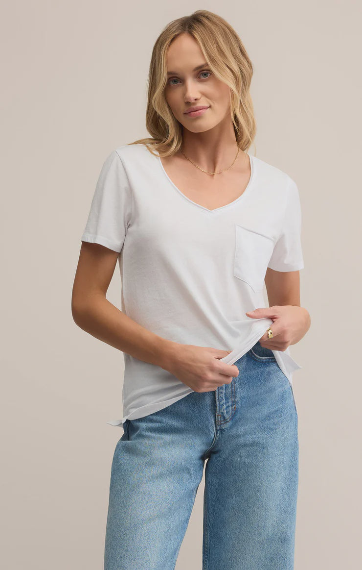 Modern Pocket Tee- White-final sale