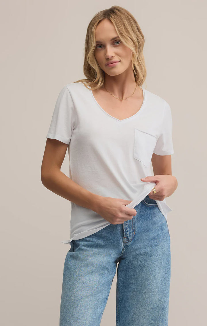 Modern Pocket Tee- White-final sale