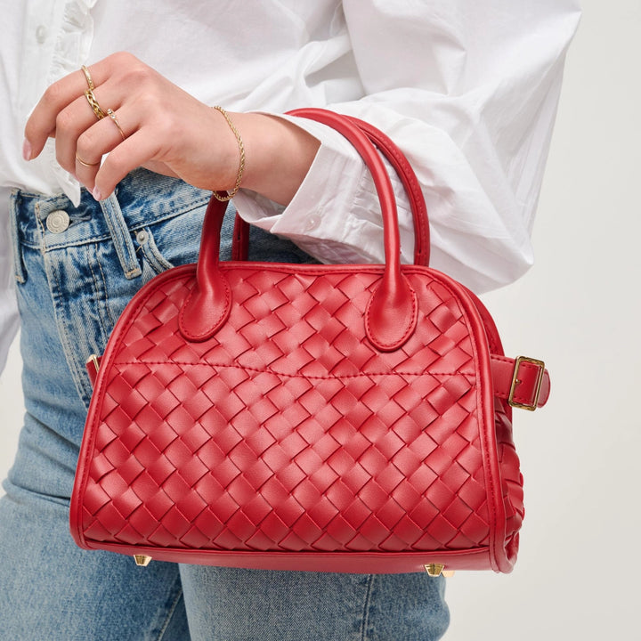Kristie Woven Handbag- Red