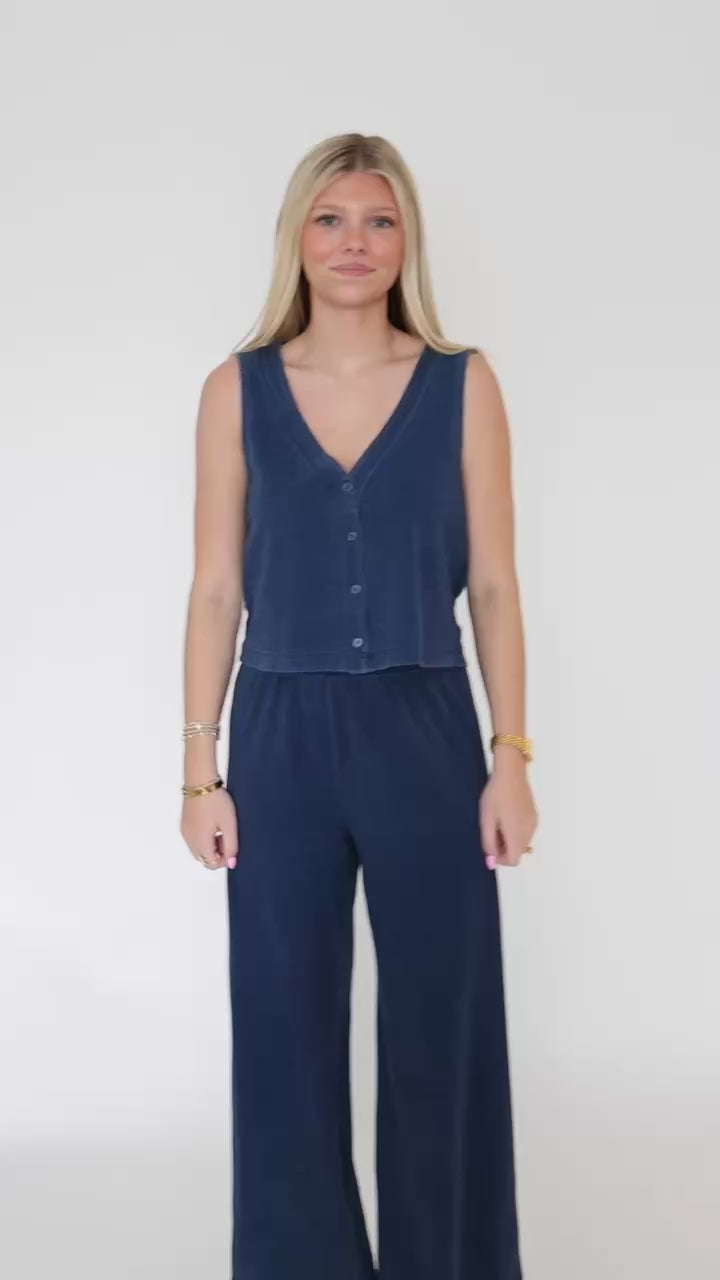 Solace Jersey Denim Top- Indigo