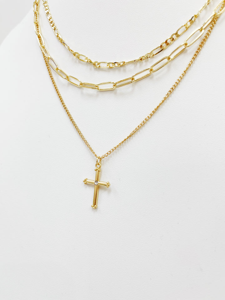 Cross + Chain Layered Necklace