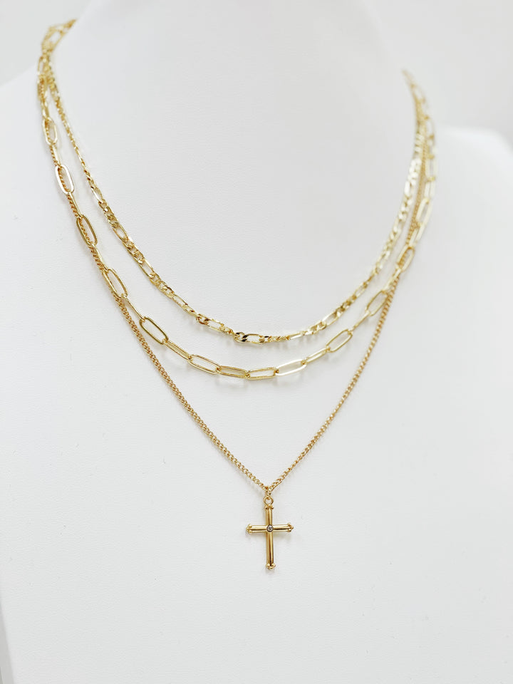 Cross + Chain Layered Necklace